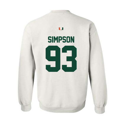 Miami - NCAA Football : Donta Simpson - Classic Shersey Crewneck Sweatshirt-1