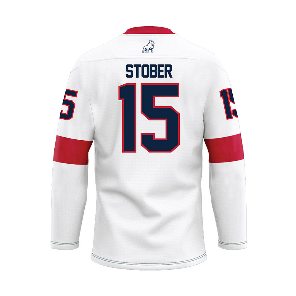 Samford - NCAA Football : Brady Stober - White Hockey Jersey-1