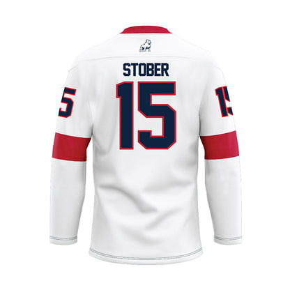 Samford - NCAA Football : Brady Stober - White Hockey Jersey-1
