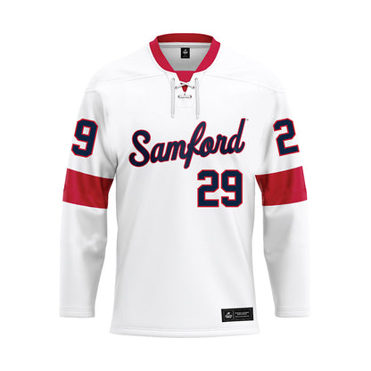 Samford - NCAA Football : Cameron Bland - White Hockey Jersey-0