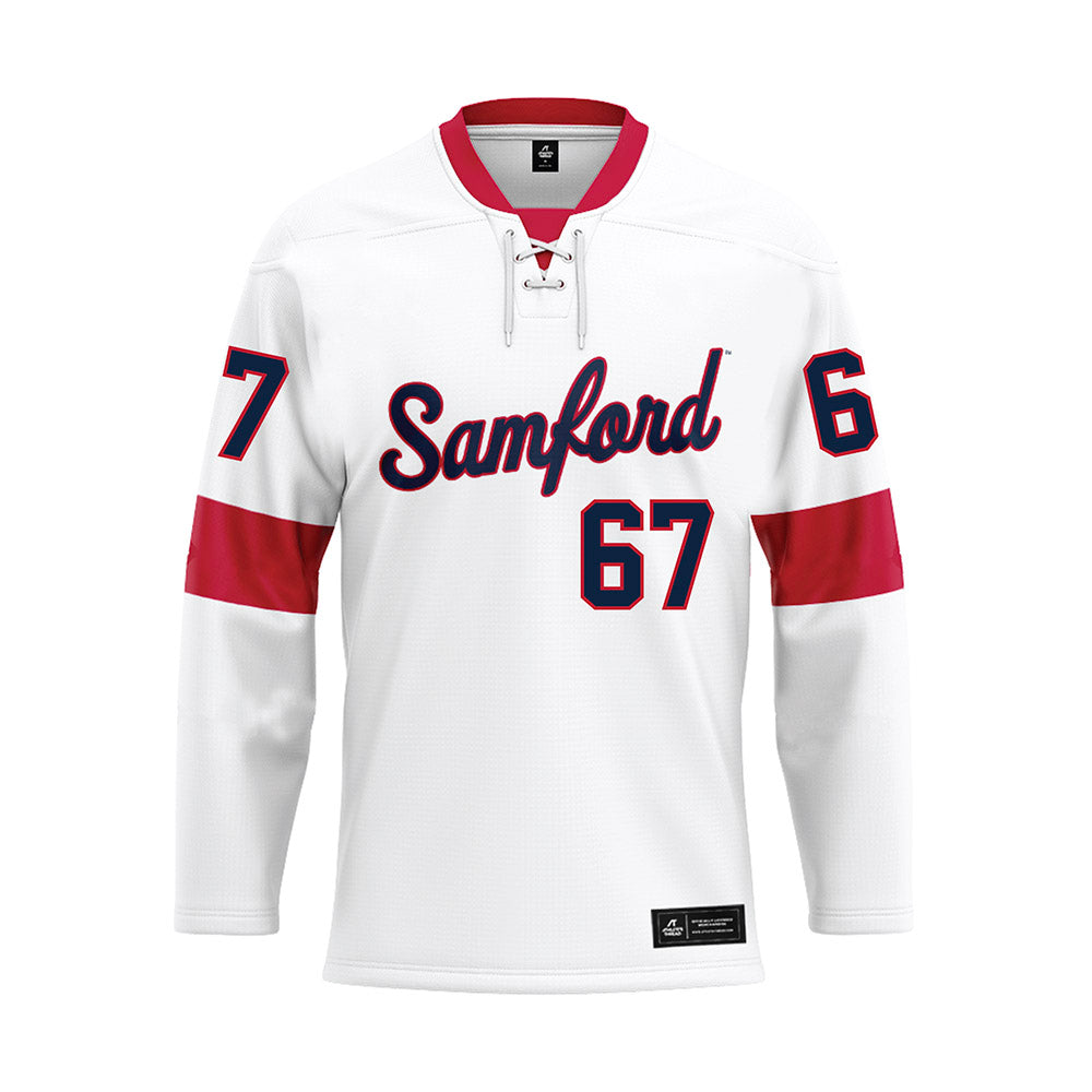 Samford - NCAA Football : Nate Carter - White Hockey Jersey-0