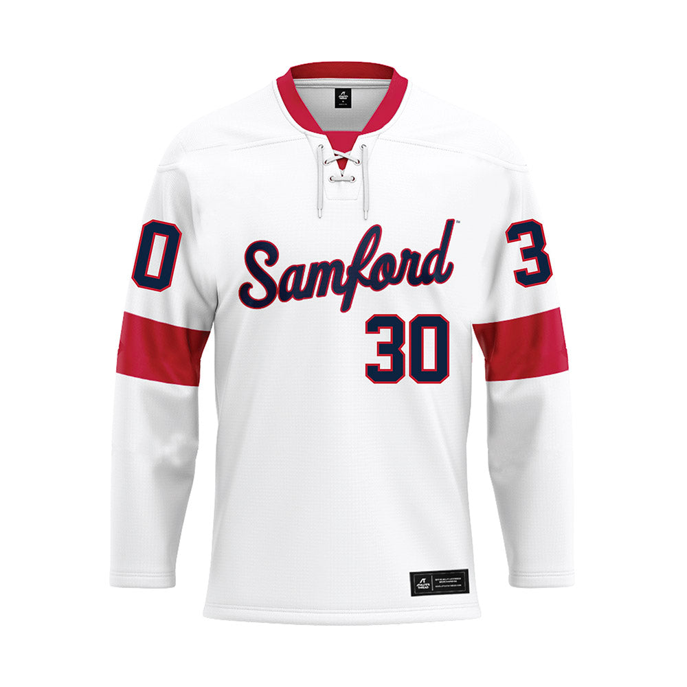 Samford - NCAA Football : Cooper Greer - White Hockey Jersey-0