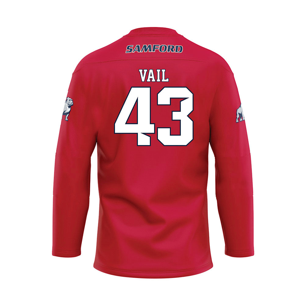 Samford - NCAA Baseball : Bodie Vail - Red Hockey Jersey-1