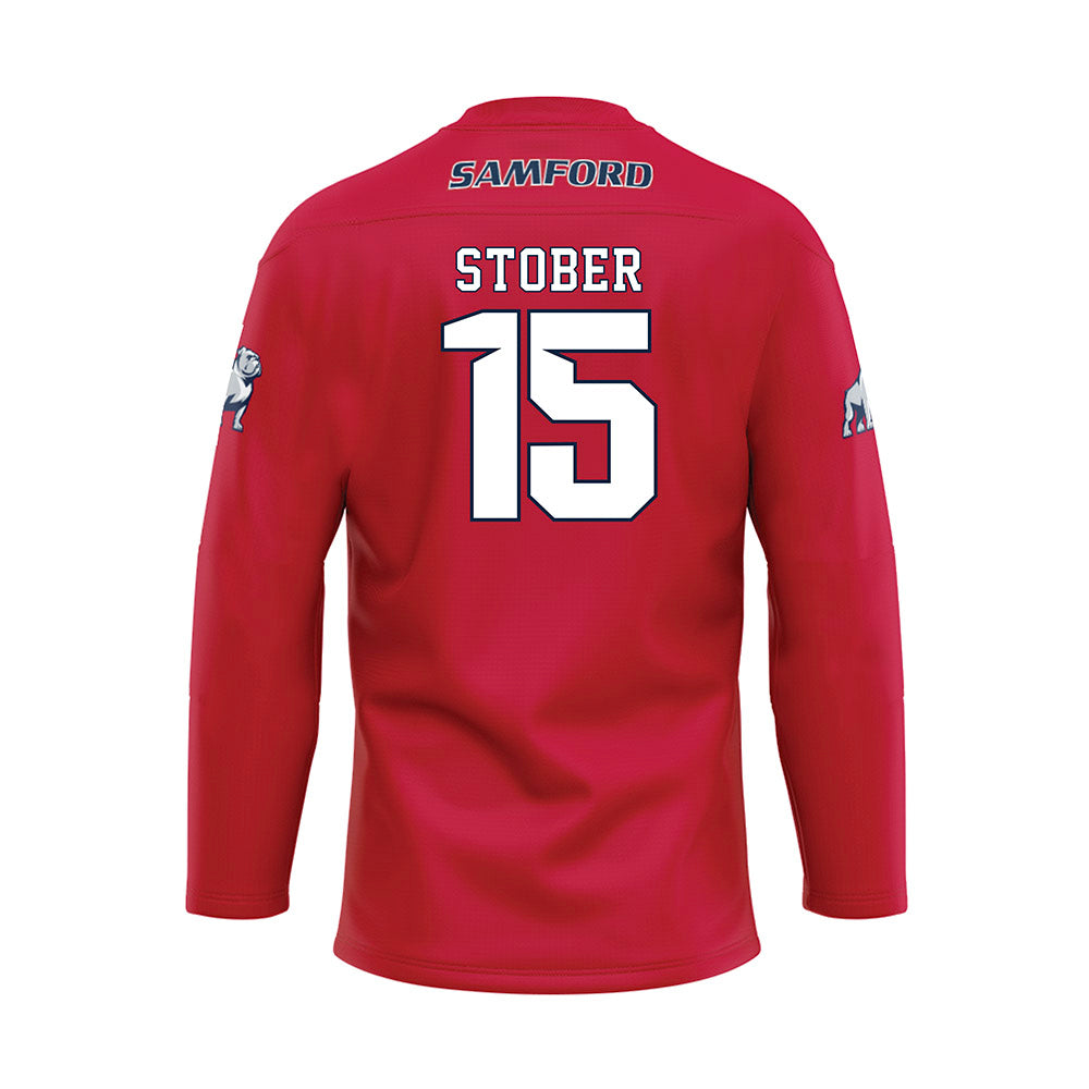 Samford - NCAA Football : Brady Stober - Red Hockey Jersey-1