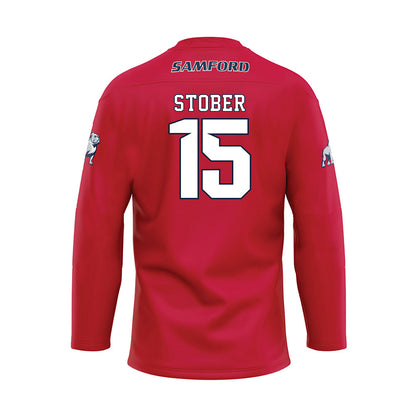Samford - NCAA Football : Brady Stober - Red Hockey Jersey-1