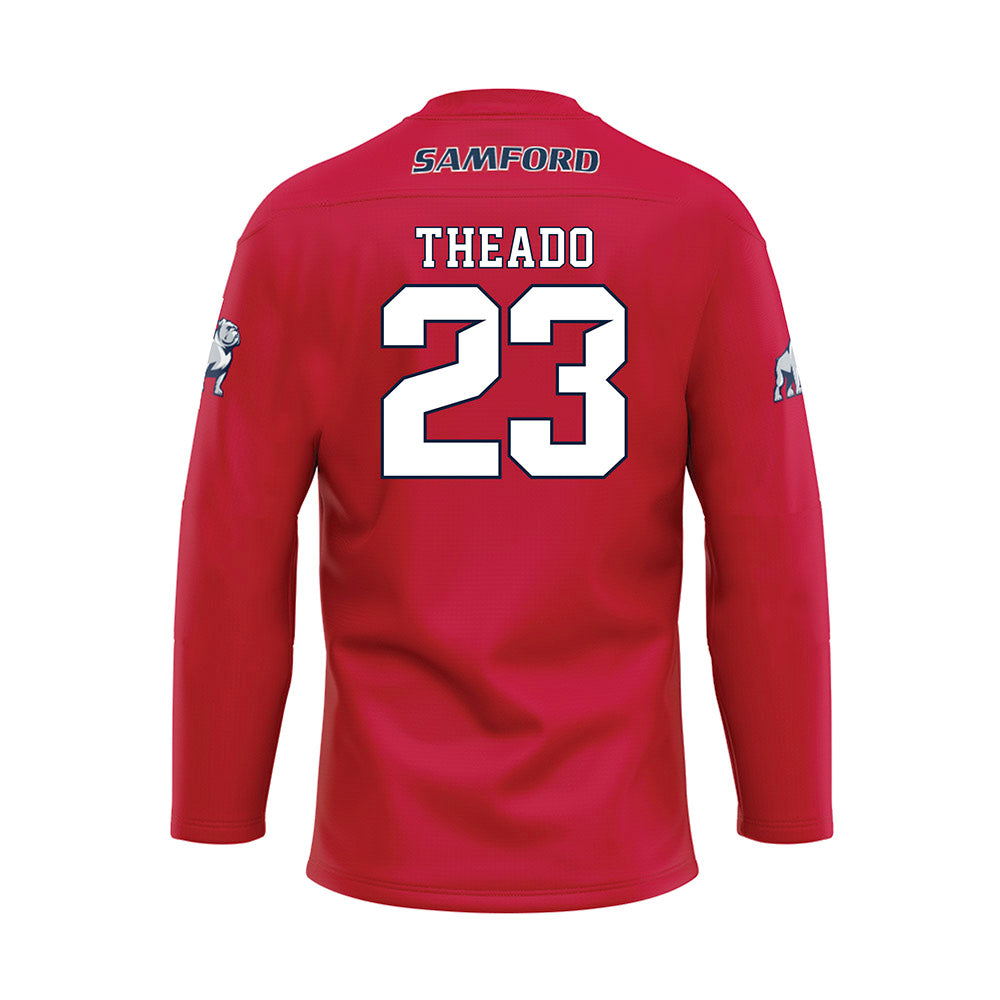 Samford - NCAA Football : David Theado - Red Hockey Jersey-1