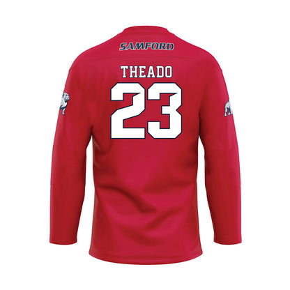 Samford - NCAA Football : David Theado - Red Hockey Jersey-1