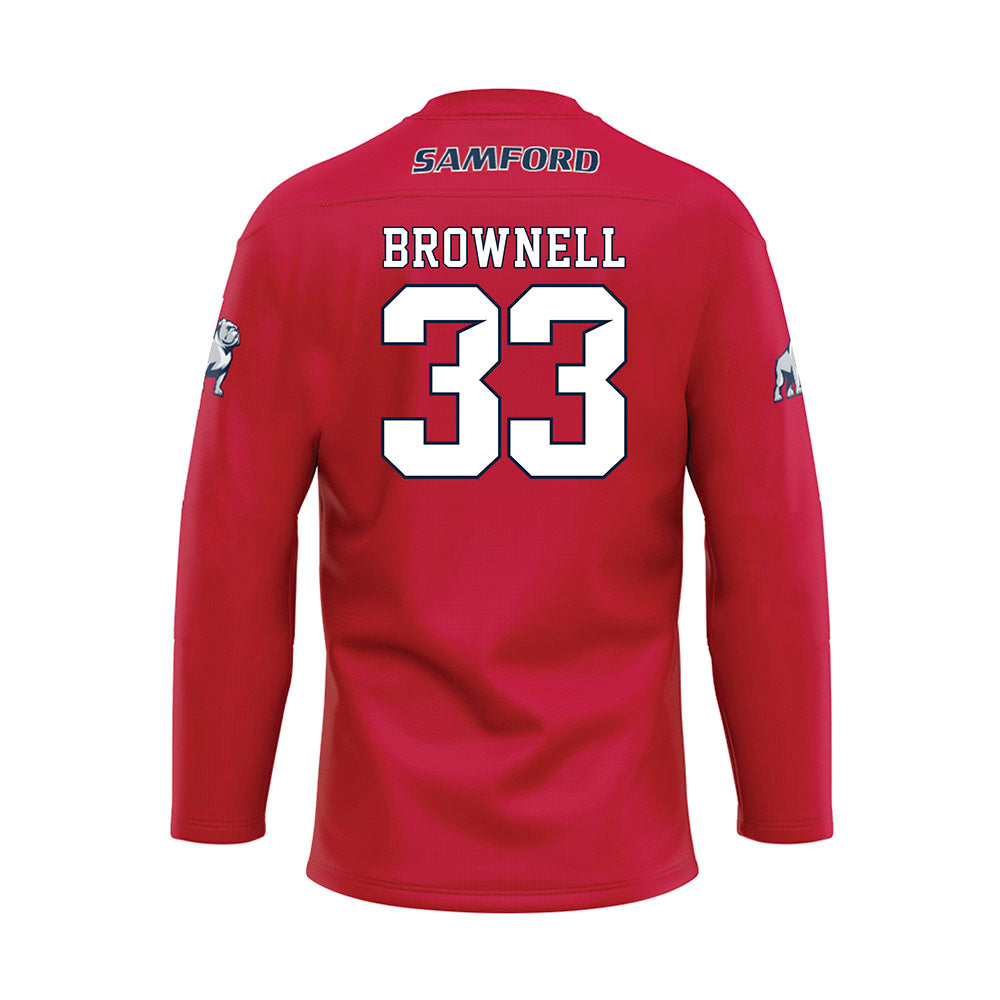 Samford - NCAA Men's Basketball : Jaden Brownell - Red Hockey Jersey-1