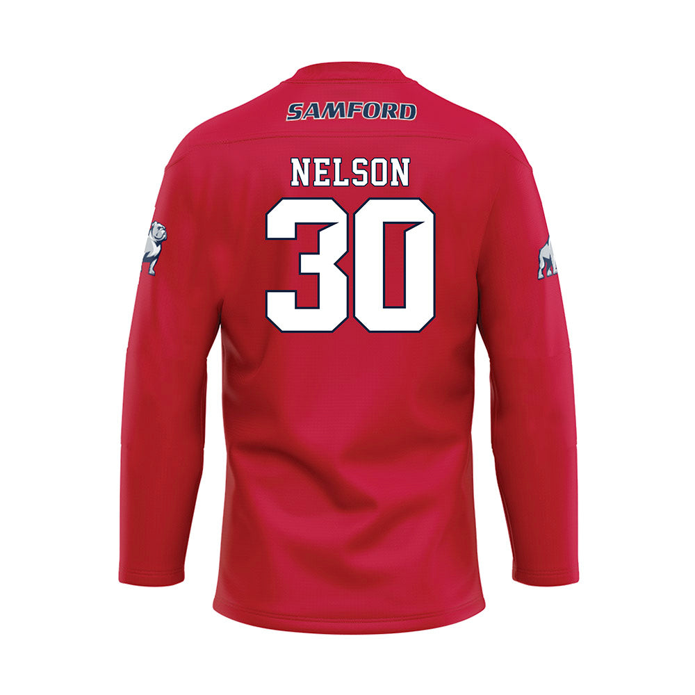 Samford - NCAA Softball : Ella Nelson - Red Hockey Jersey-1