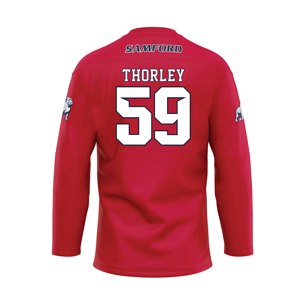 Samford - NCAA Football : Will Thorley - Red Hockey Jersey-1