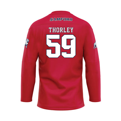 Samford - NCAA Football : Will Thorley - Red Hockey Jersey-1