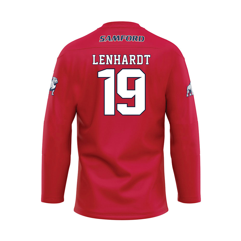 Samford - NCAA Football : Trey Lenhardt - Red Hockey Jersey-1