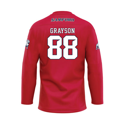 Samford - NCAA Football : Donovan Grayson - Red Hockey Jersey-1