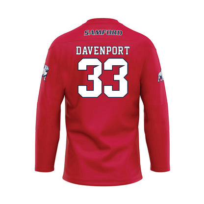 Samford - NCAA Football : Theodore Davenport - Red Hockey Jersey