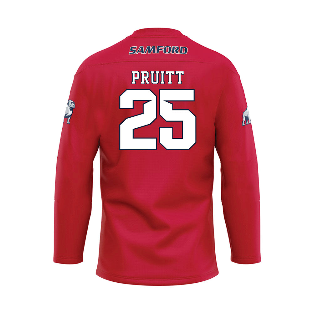 Samford - NCAA Football : William Pruitt - Red Hockey Jersey