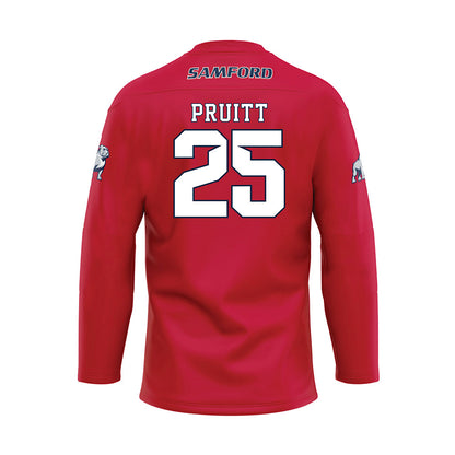 Samford - NCAA Football : William Pruitt - Red Hockey Jersey