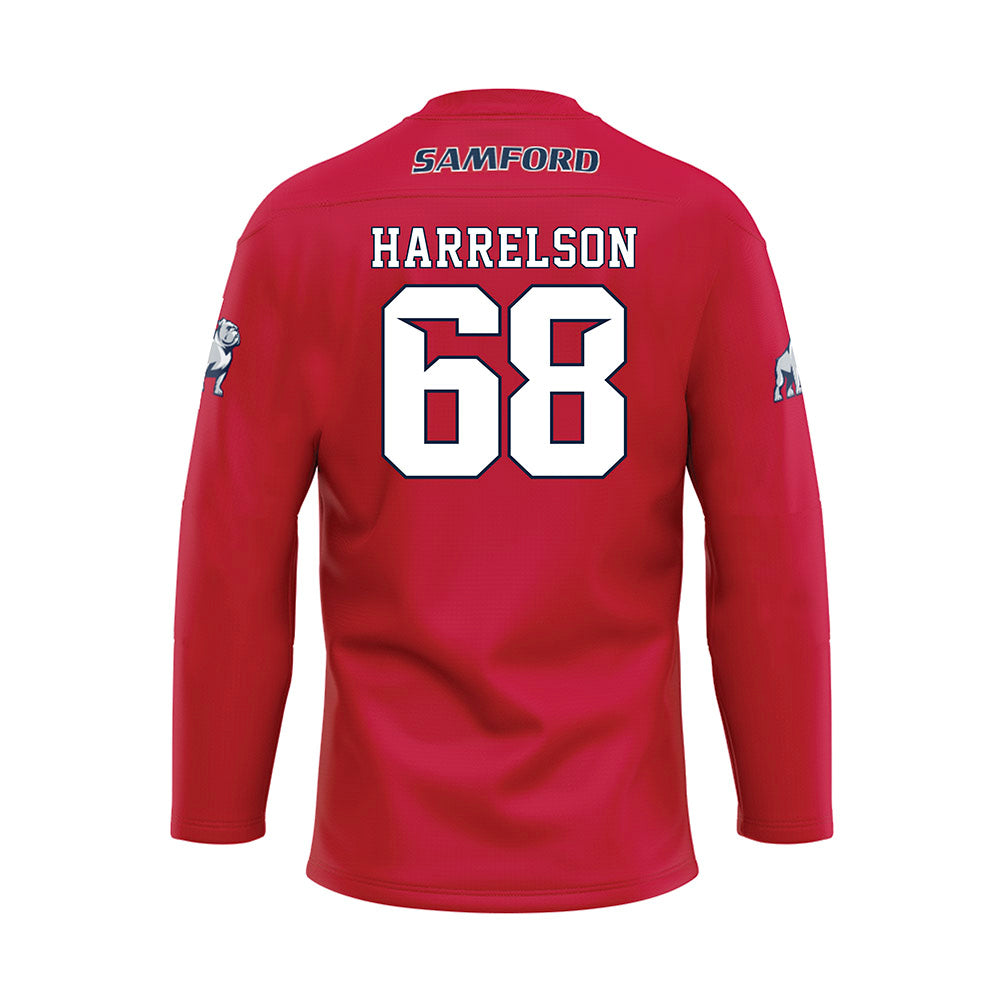 Samford - NCAA Football : Asher Harrelson - Red Hockey Jersey-1