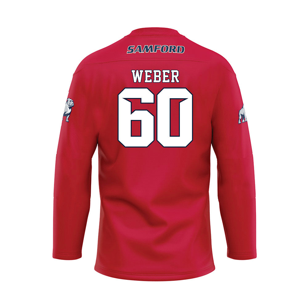 Samford - NCAA Football : Hank Weber - Red Hockey Jersey-1