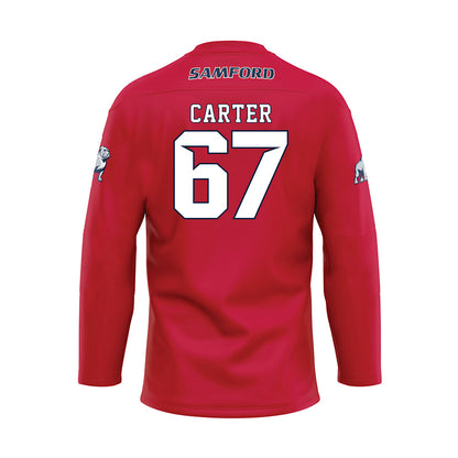 Samford - NCAA Football : Nate Carter - Red Hockey Jersey-1