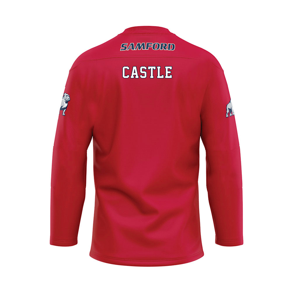 Samford - NCAA Cheerleading : Emma Castle - Red Hockey Jersey-1