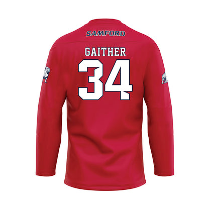 Samford - NCAA Football : Malik Gaither - Red Hockey Jersey