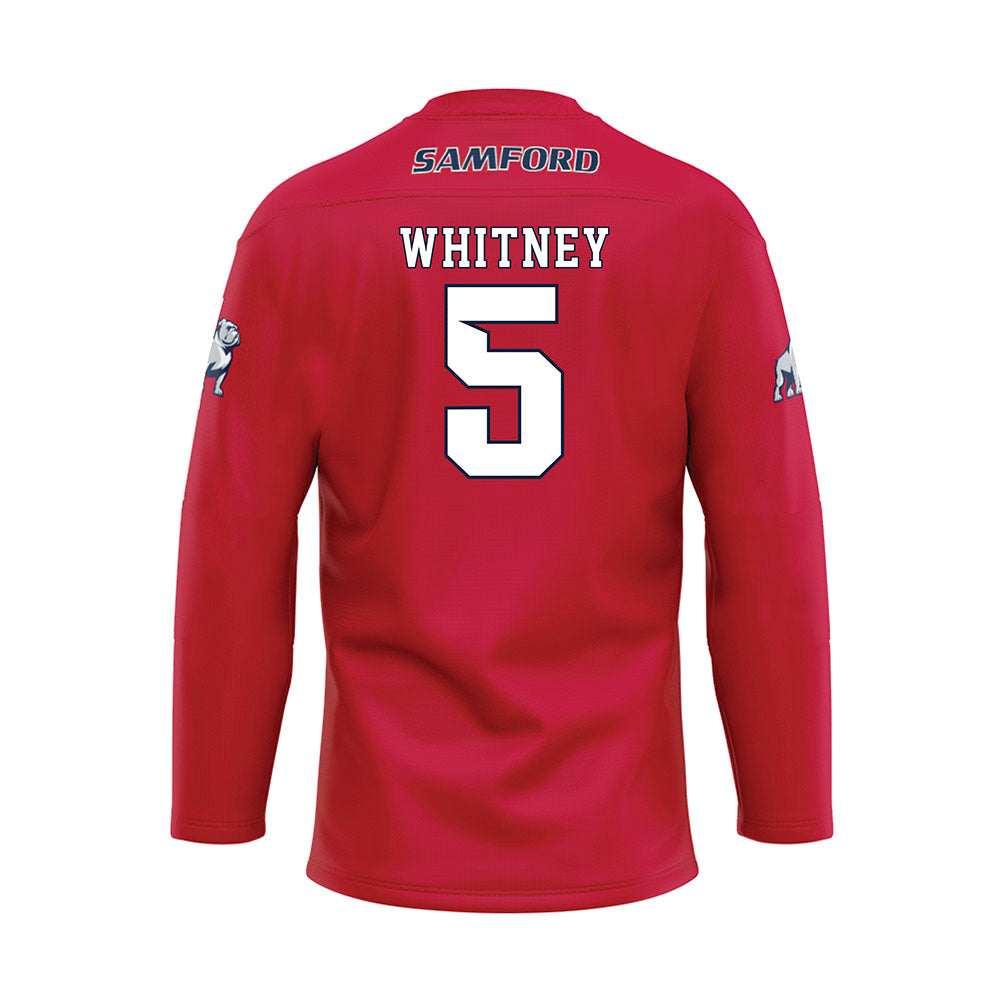 Samford - NCAA Baseball : John Whitney - Red Hockey Jersey-1