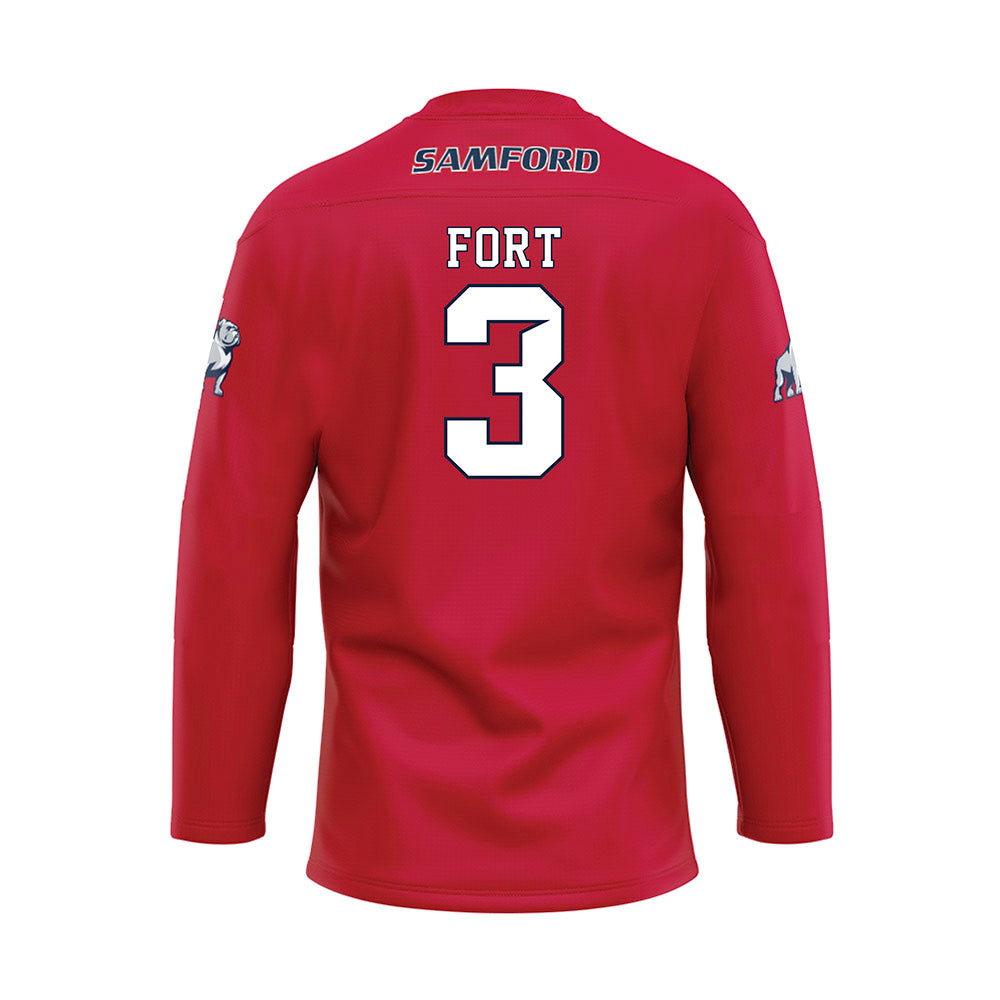 Samford - NCAA Men's Basketball : Trey Fort - Red Hockey Jersey-1