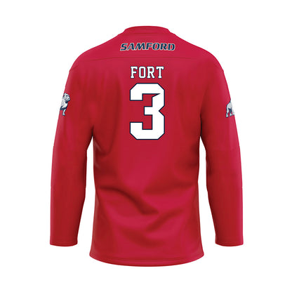 Samford - NCAA Men's Basketball : Trey Fort - Red Hockey Jersey-1