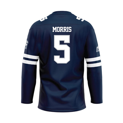 Samford - NCAA Women's Basketball : Francie Morris - Blue Hockey Jersey-1
