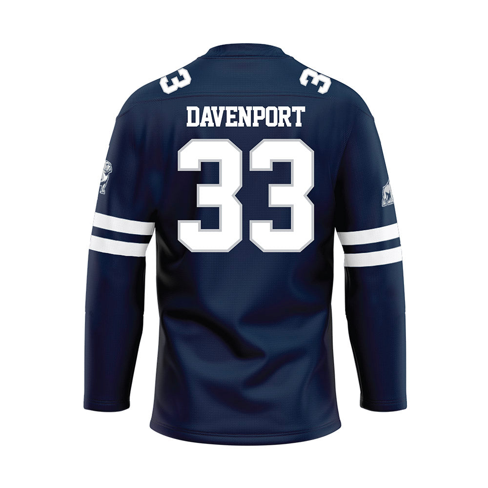 Samford - NCAA Football : Theodore Davenport - Blue Hockey Jersey