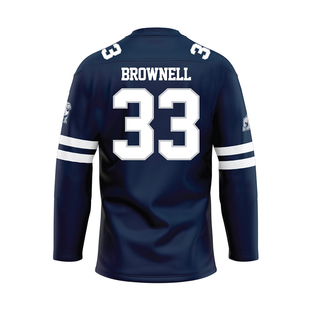 Samford - NCAA Men's Basketball : Jaden Brownell - Blue Hockey Jersey-1