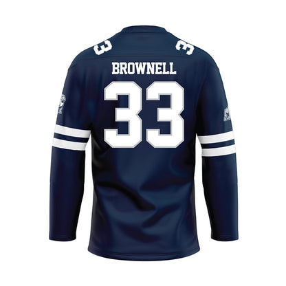 Samford - NCAA Men's Basketball : Jaden Brownell - Blue Hockey Jersey-1