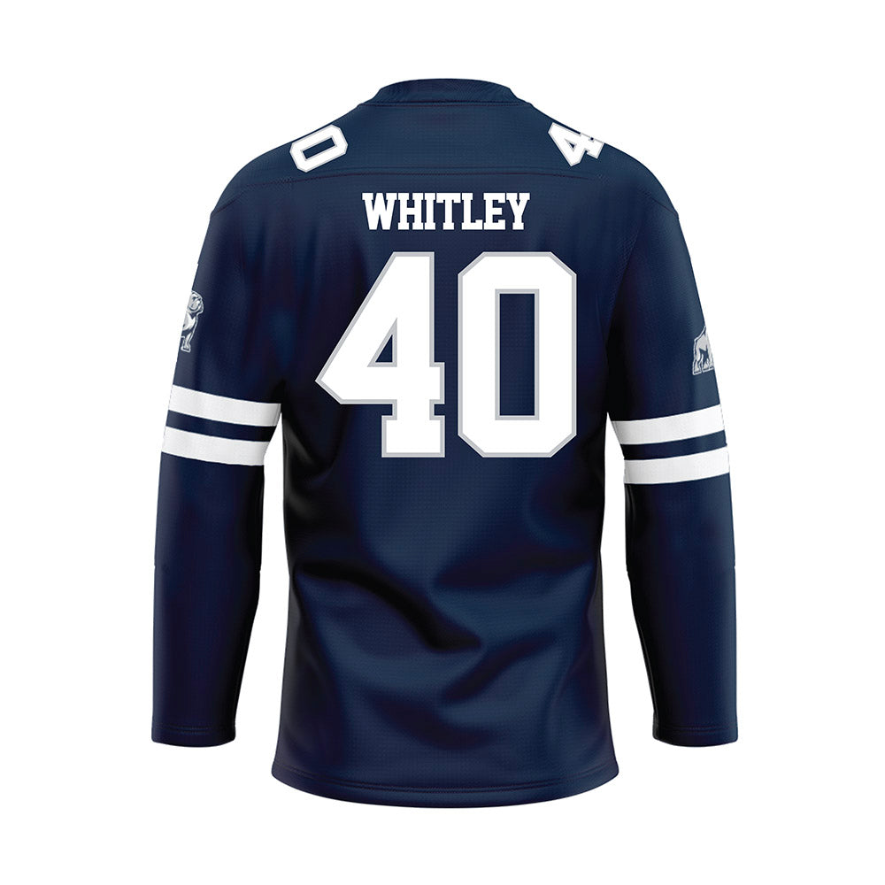 Samford - NCAA Football : Jordan Whitley - Blue Hockey Jersey-1