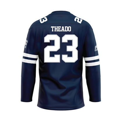 Samford - NCAA Football : David Theado - Blue Hockey Jersey-1