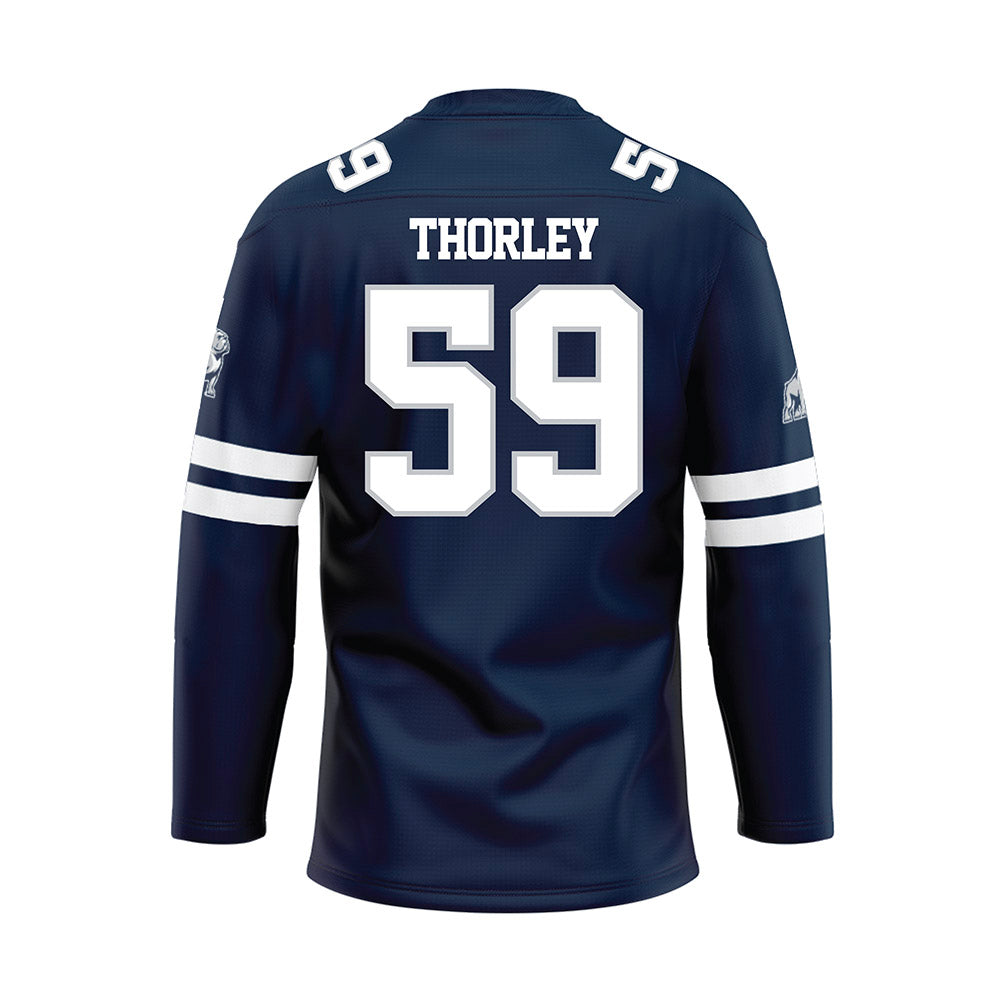 Samford - NCAA Football : Will Thorley - Blue Hockey Jersey-1