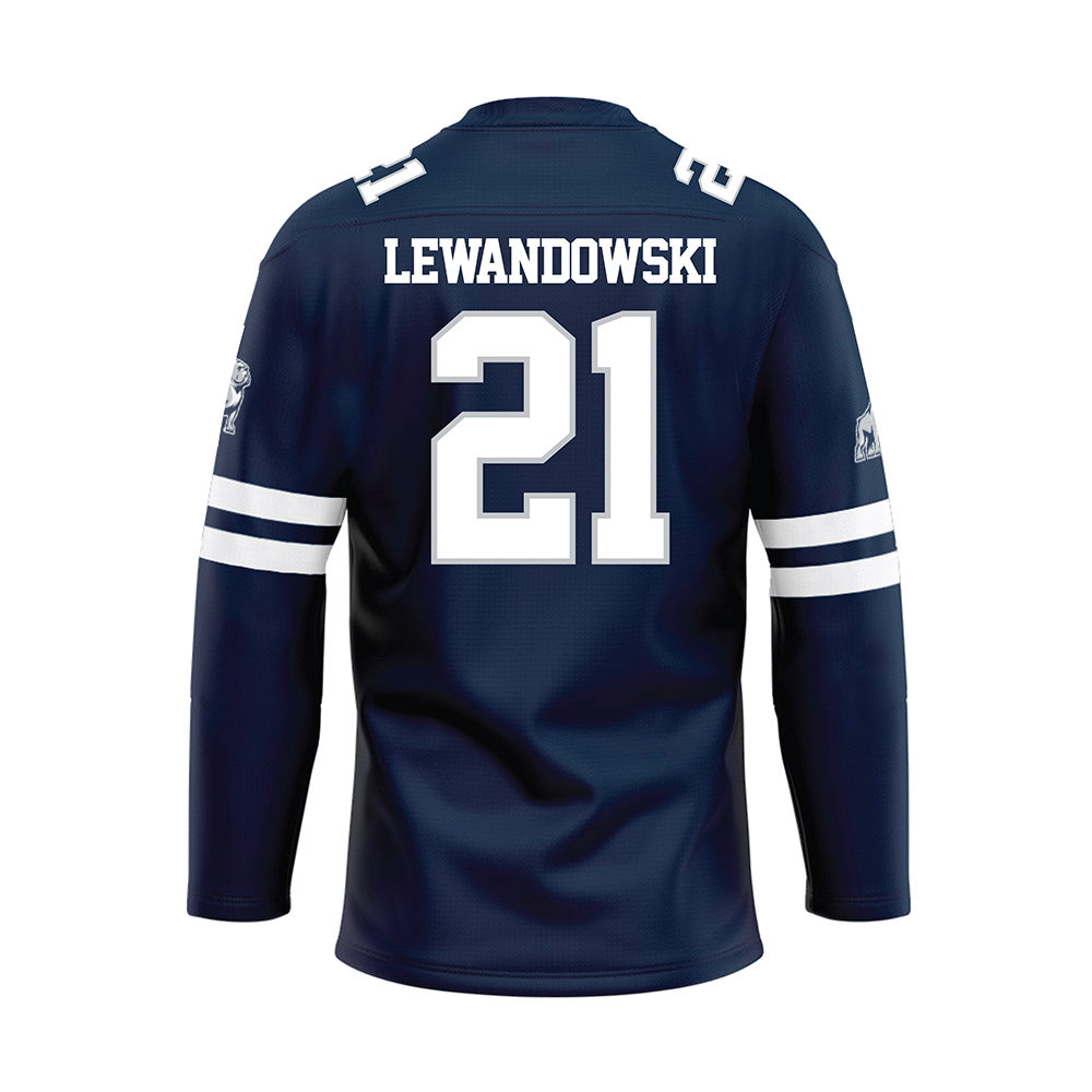 Samford - NCAA Women's Basketball : Kylee Lewandowski - Blue Hockey Jersey-1