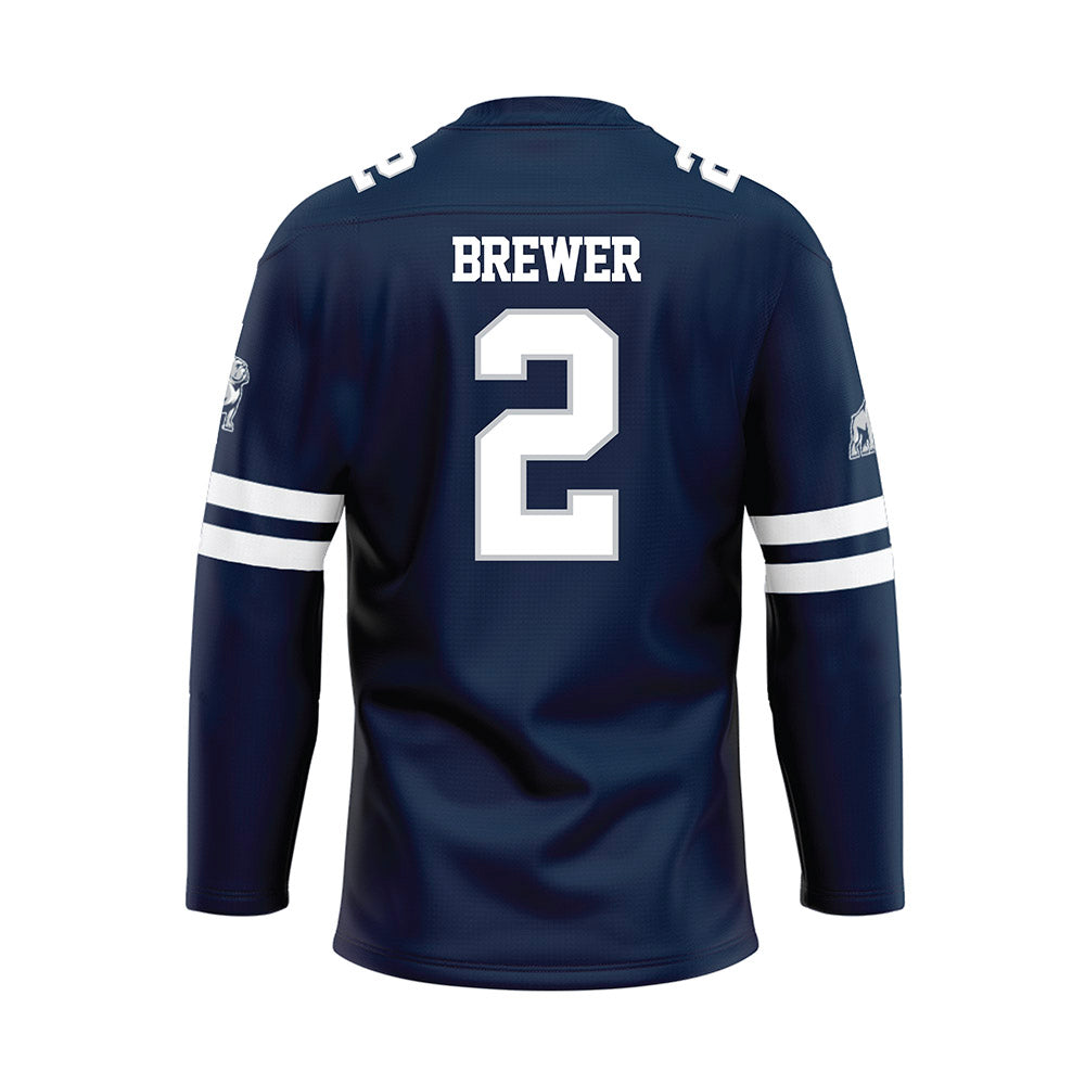 Samford - NCAA Women's Basketball : Avary Brewer - Blue Hockey Jersey-1