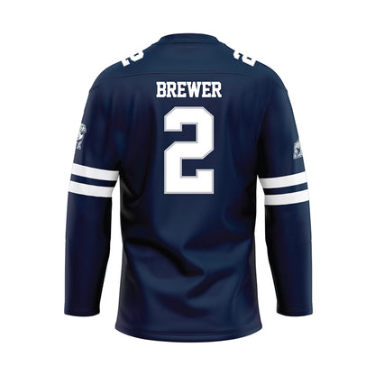 Samford - NCAA Women's Basketball : Avary Brewer - Blue Hockey Jersey-1
