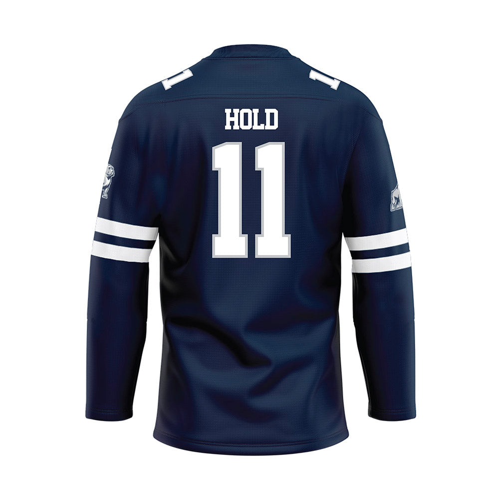 Samford - NCAA Football : William Hold - Blue Fashion Hockey Jersey