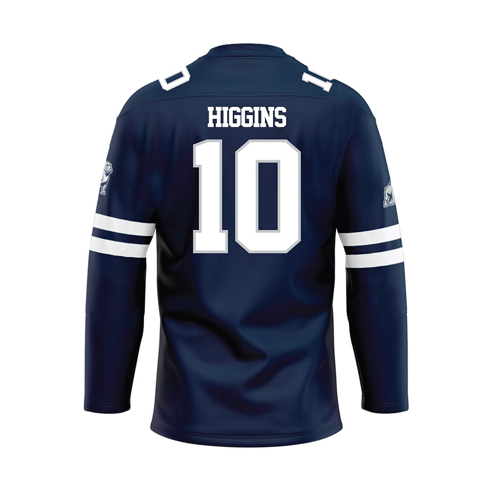 Samford - NCAA Baseball : Trey Higgins - Blue Hockey Jersey-1