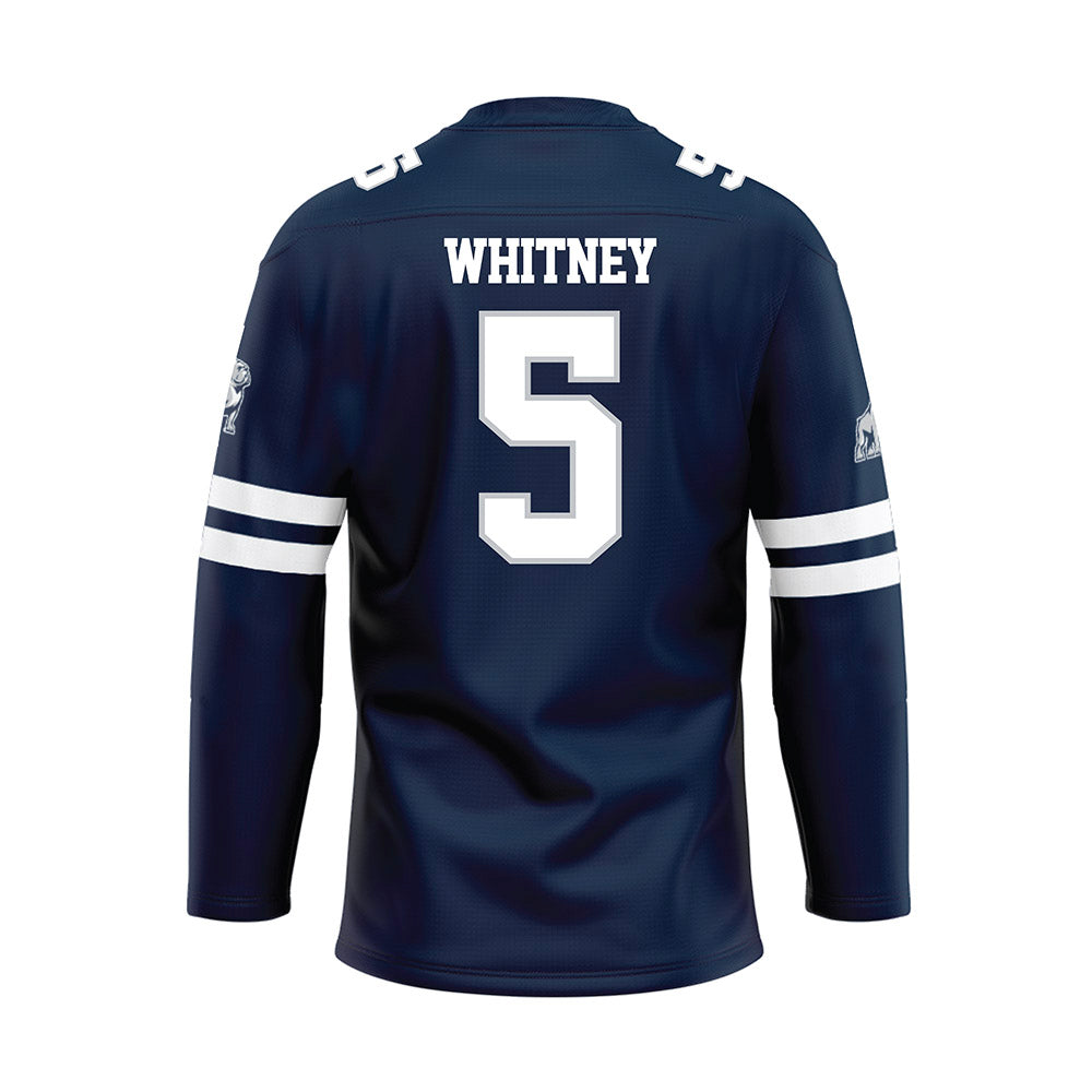 Samford - NCAA Baseball : John Whitney - Blue Hockey Jersey-1