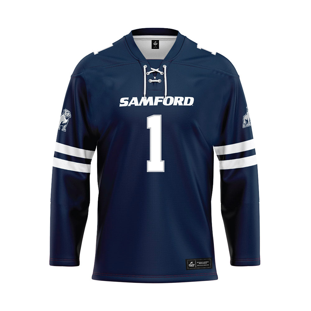 Samford - NCAA Women's Basketball : Jada Knight - Blue Hockey Jersey-0