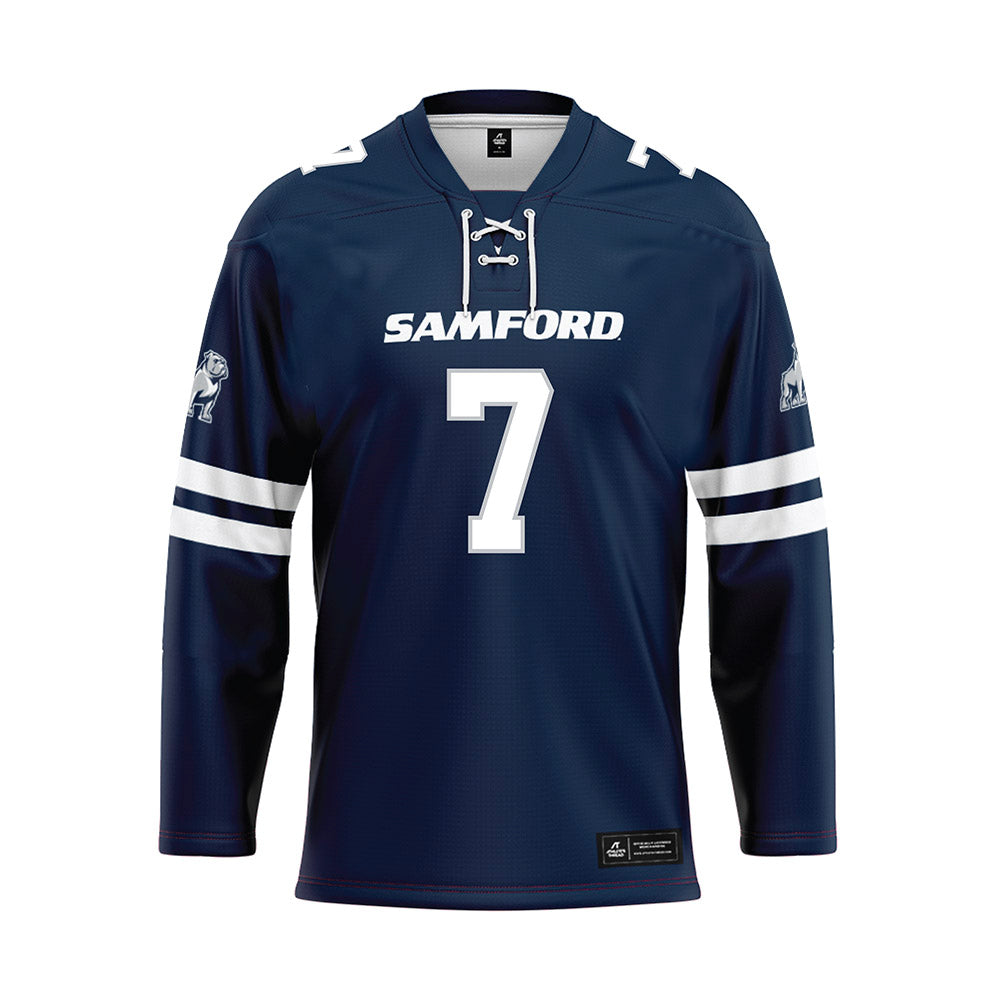 Samford - NCAA Men's Tennis : Seb Harrison - Blue Hockey Jersey-0