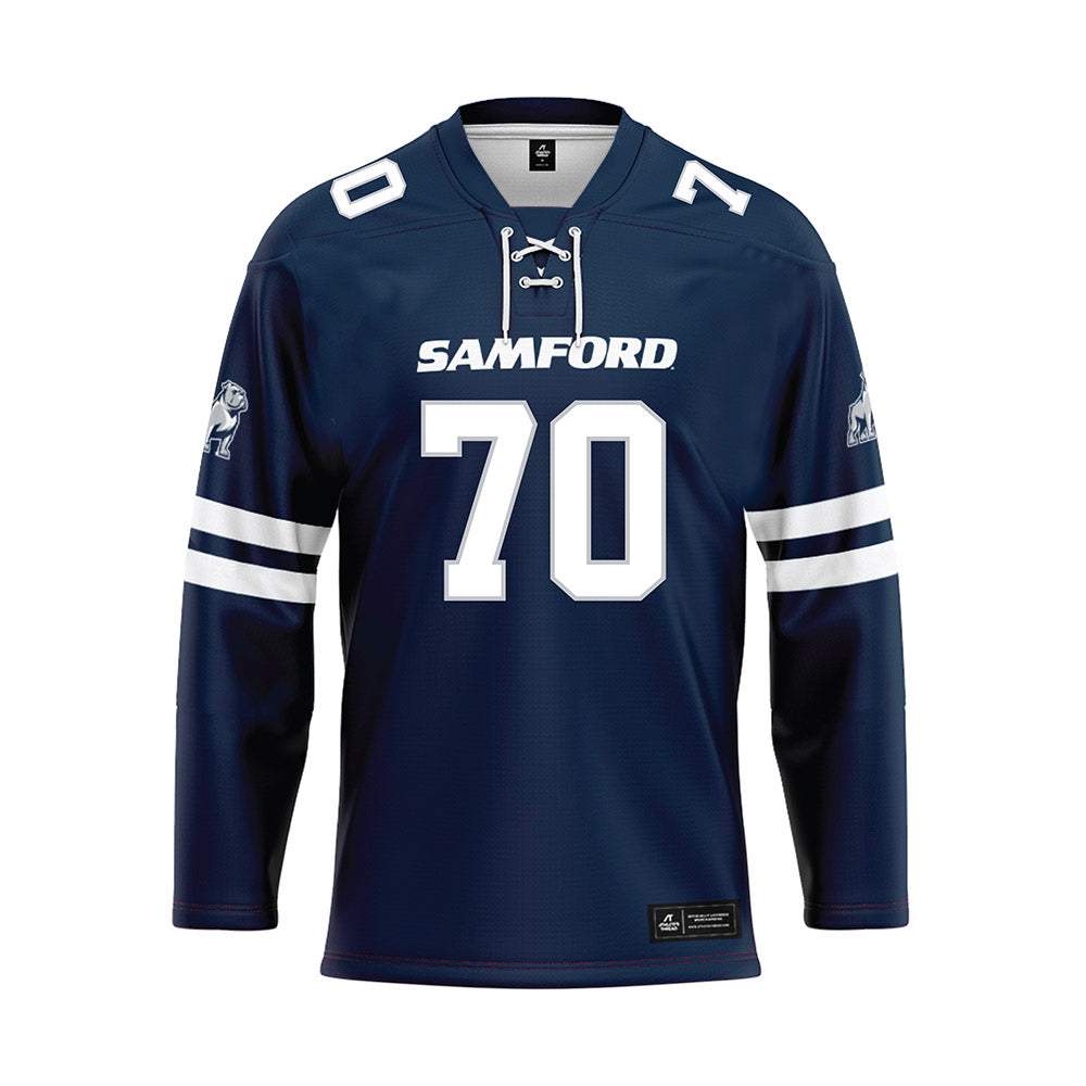 Samford - NCAA Football : Crosby Mullins - Blue Hockey Jersey-0