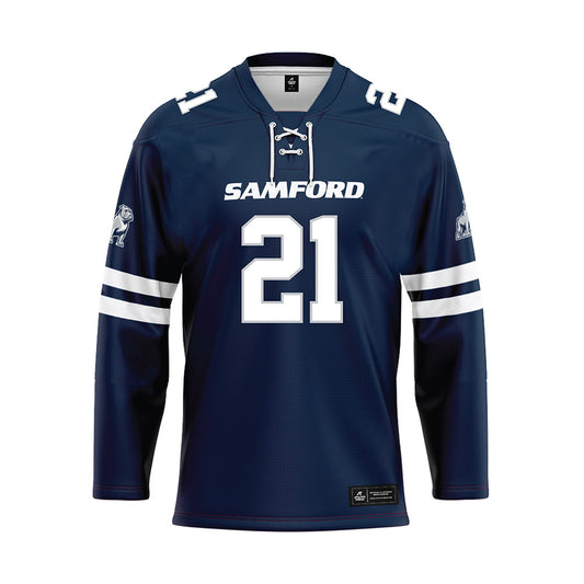 Samford - NCAA Football : Ethan Fisher - Blue Hockey Jersey-0