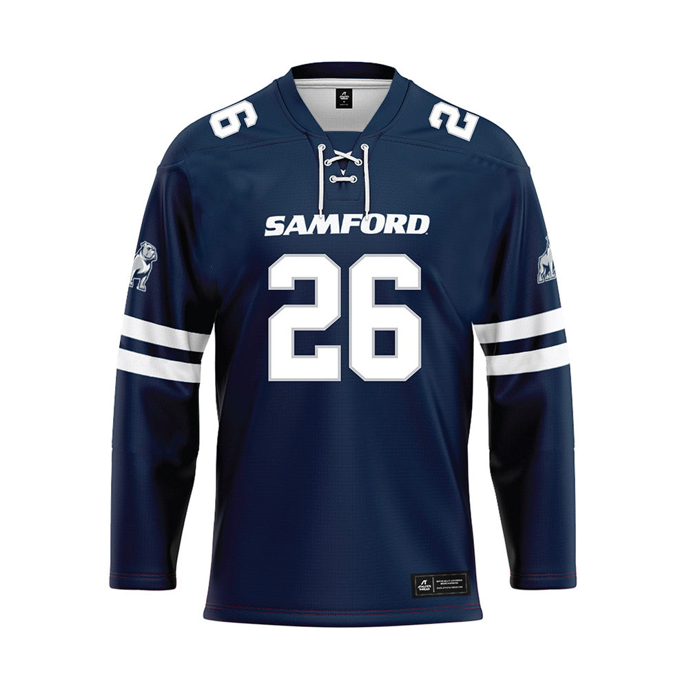 Samford - NCAA Football : Mitch Owen - Blue Hockey Jersey