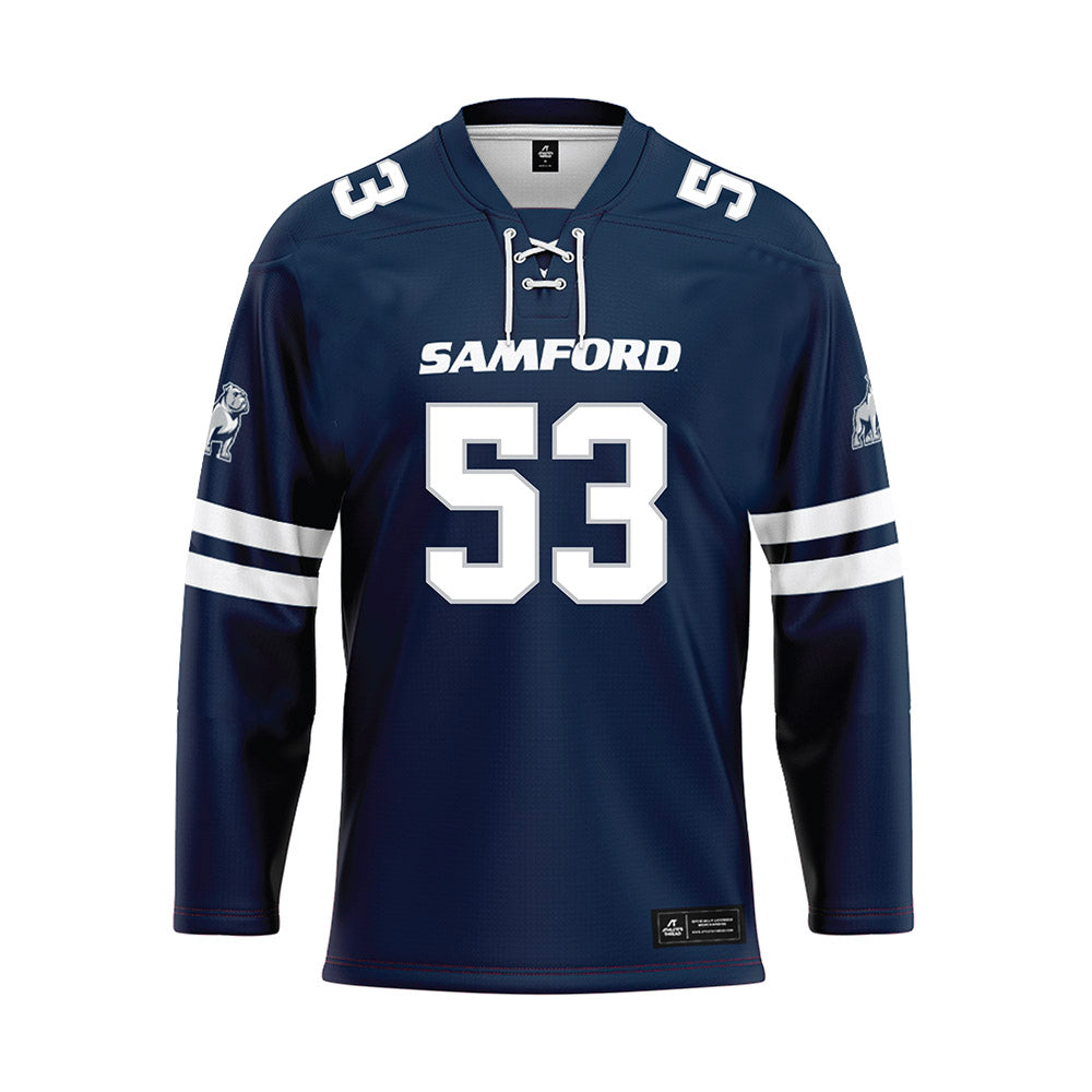 Samford - NCAA Football : Kaden McKeown - Blue Hockey Jersey-0