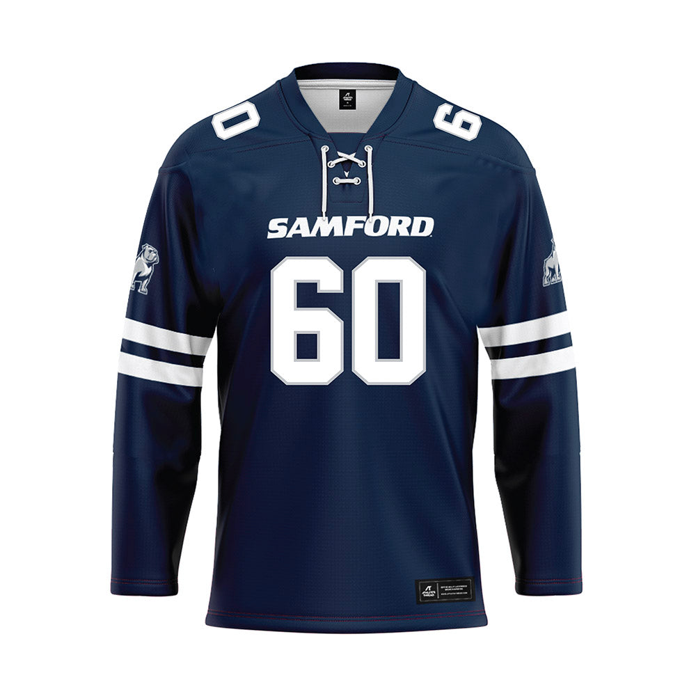 Samford - NCAA Football : Hank Weber - Blue Hockey Jersey-0