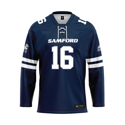 Samford - NCAA Baseball : Easton Nelms - Blue Hockey Jersey-0