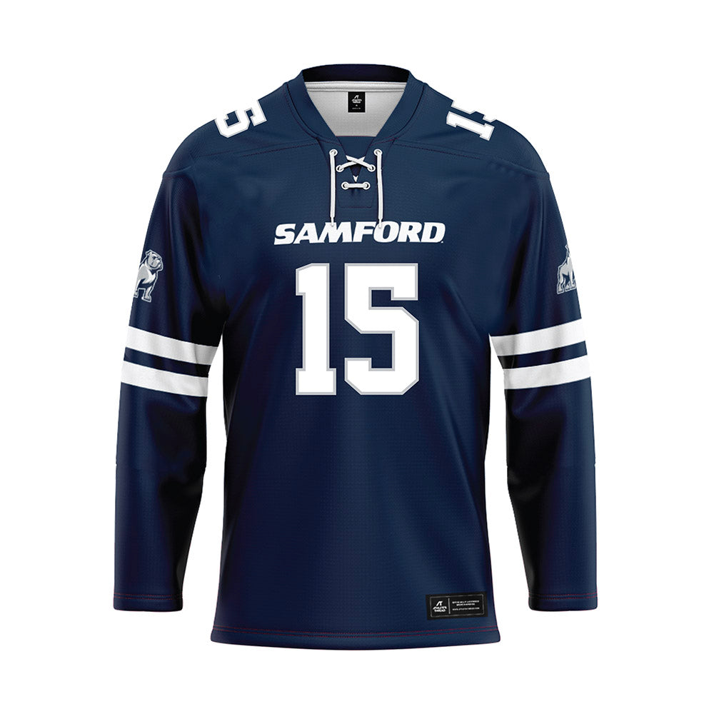 Samford - NCAA Football : Brady Stober - Blue Hockey Jersey-0